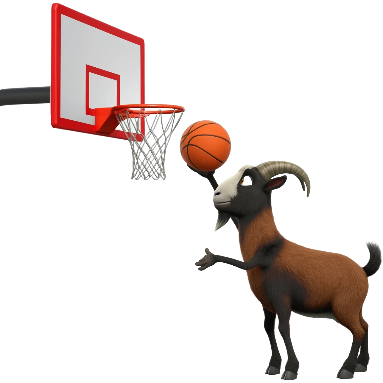 Will Harris the goat from the movie the goatshooting a hoop emoji