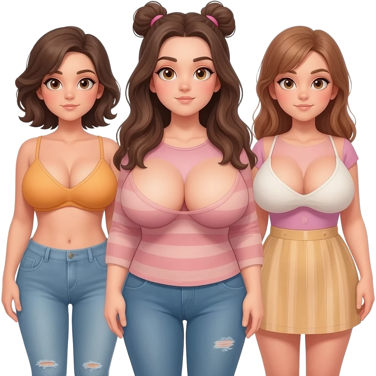 Fă trei fete cu țâțe extrem de mari emoji