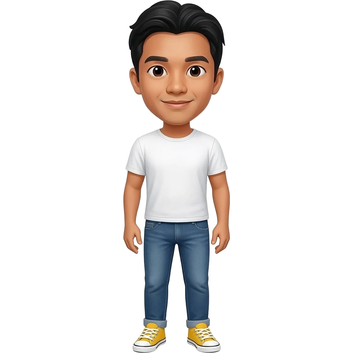Filipino man white t-shirt denim jeans with yellow sneakers  emoji