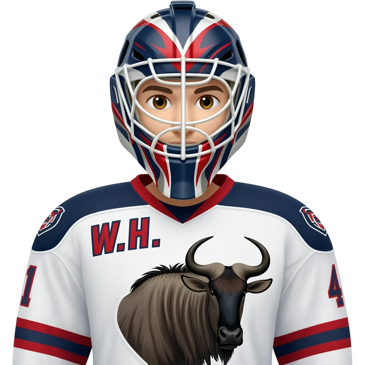 Hockey Goalie WH initials Wildebeest emoji