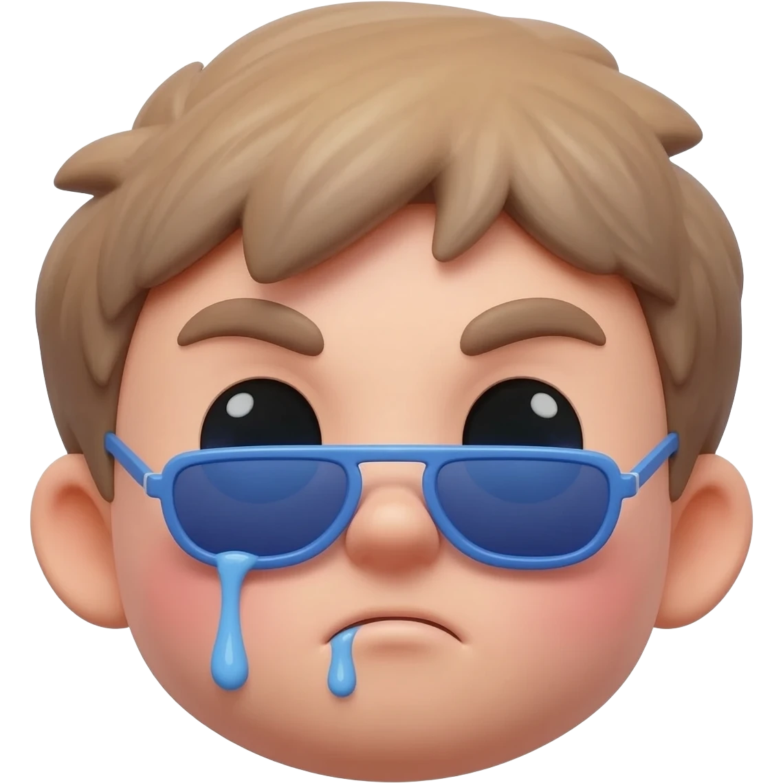 emoji with blue sunglasses drooling with sunglasses lowered and huge eyes blushing with raised eyebrows emoji