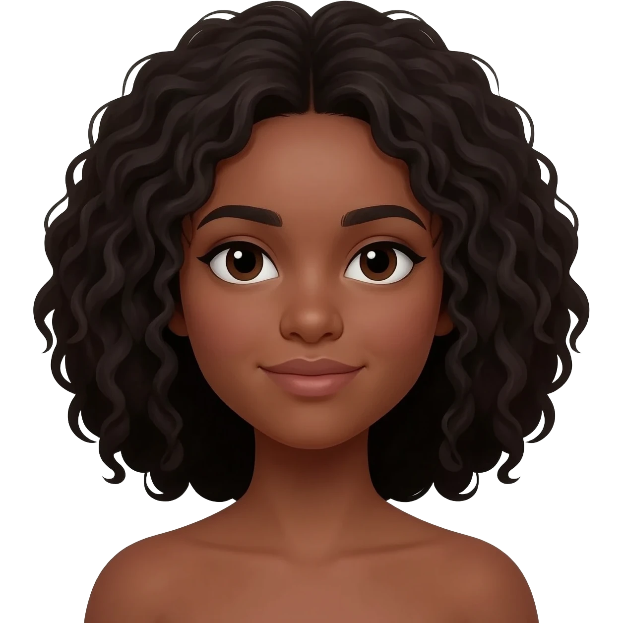Chica de piel morena cabello chino a los hombros emoji