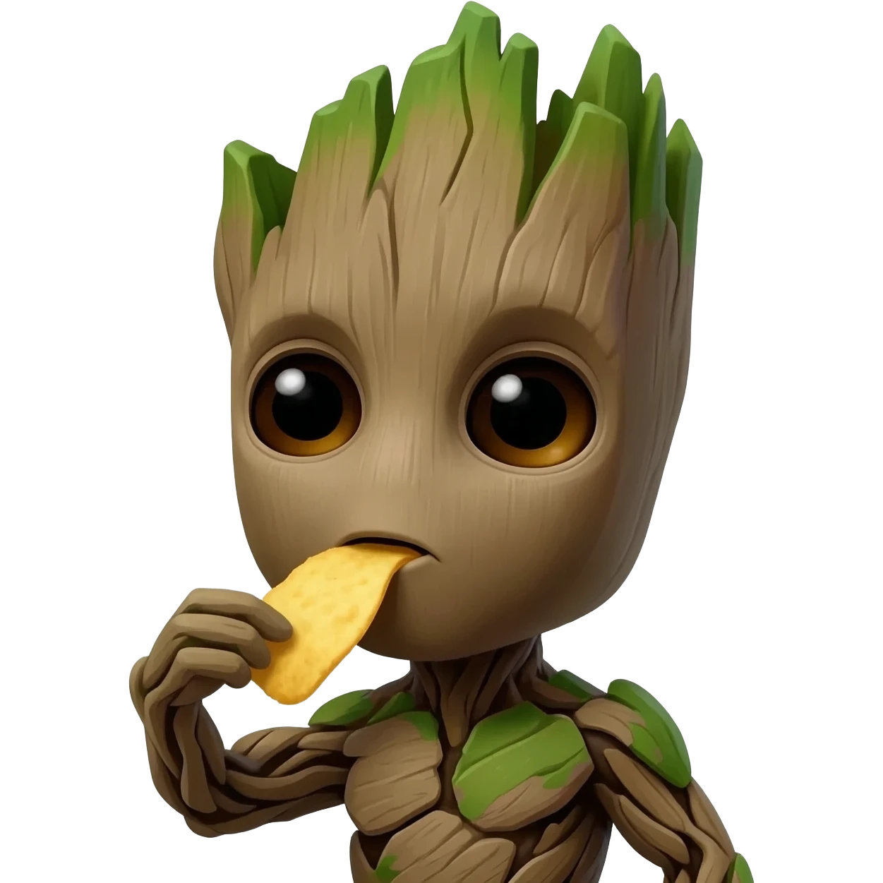 baby groot eating chips emoji