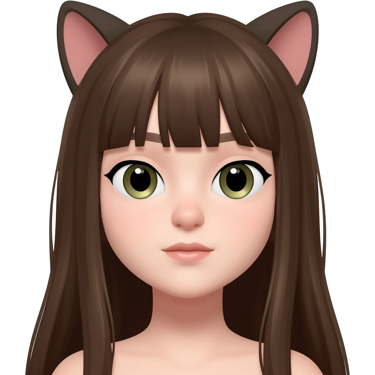 머리가 길고 앞머리가 있고 고양이 눈매 emoji