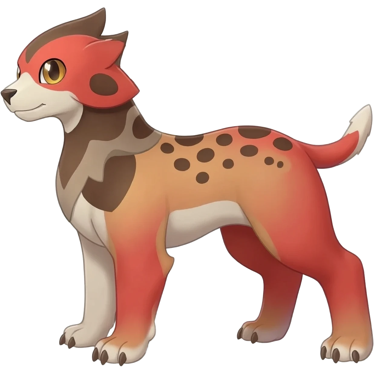 Winged hyper-realistic Feral Rare realistic edgy brown, white, red pretty beautiful handsome gorgeous aesthetic colorful vibrant Vernid-Trico-Silvally-Nargacuga-Gryphon-Leopard-fusion-hybrid-species-Fakemon-creature by LiLaiRa, splotch-rosettes fur markings, rounded ears, full body emoji