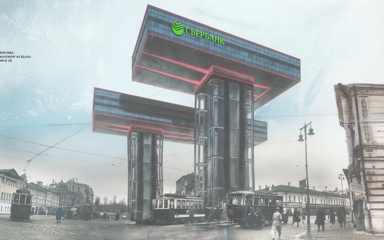 Стилизуй этот горизонтальный небоскреб под Москва-Сити с небольшим красным свечением-подсветкой. Сделай его 2 стойки более высокими, а верхнюю горизонтальную часть - длиннее. Добавь на нее логотип Сбера

Прозрачный фон emoji