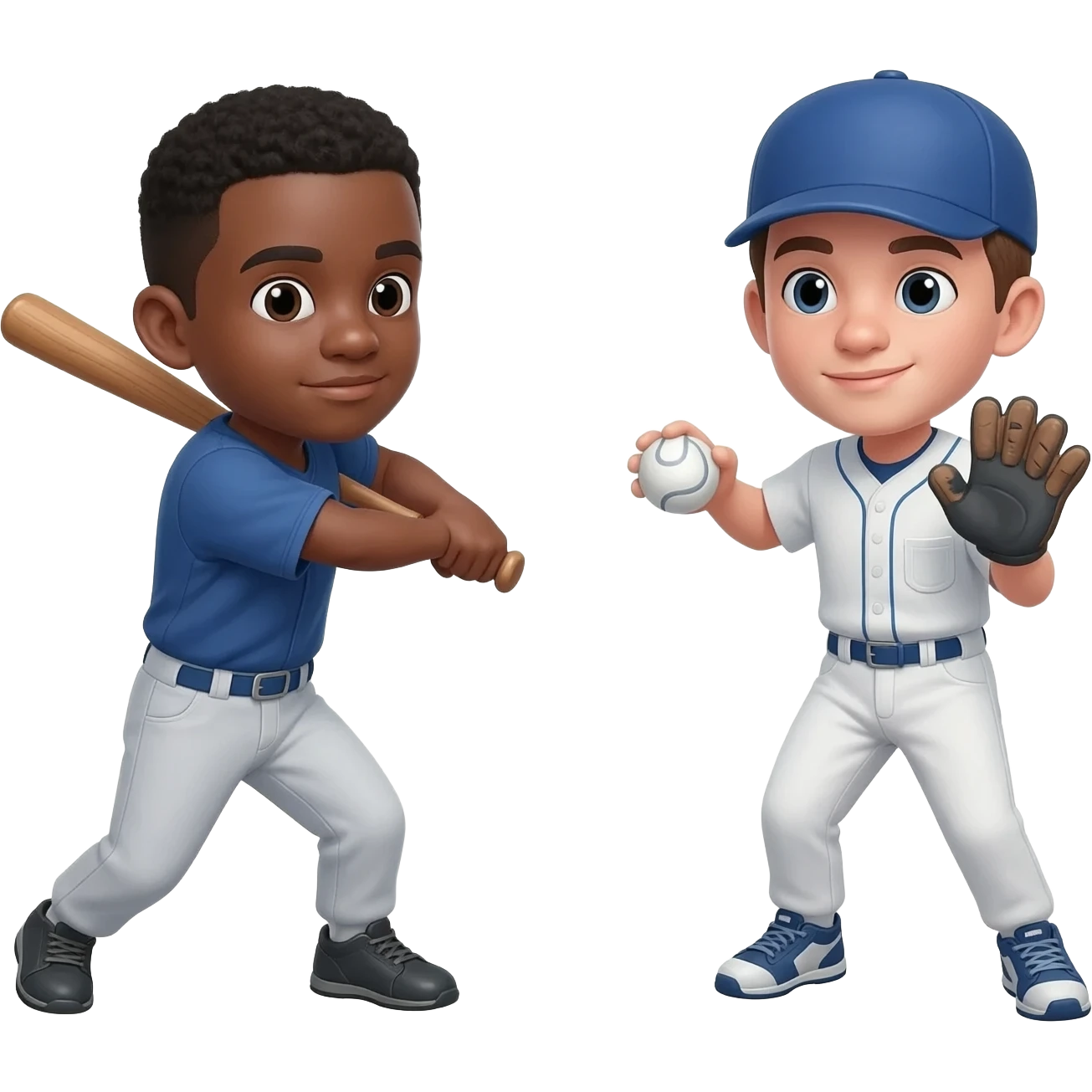 dos amigos jugadno uno moreno y otro blanco basebal emoji