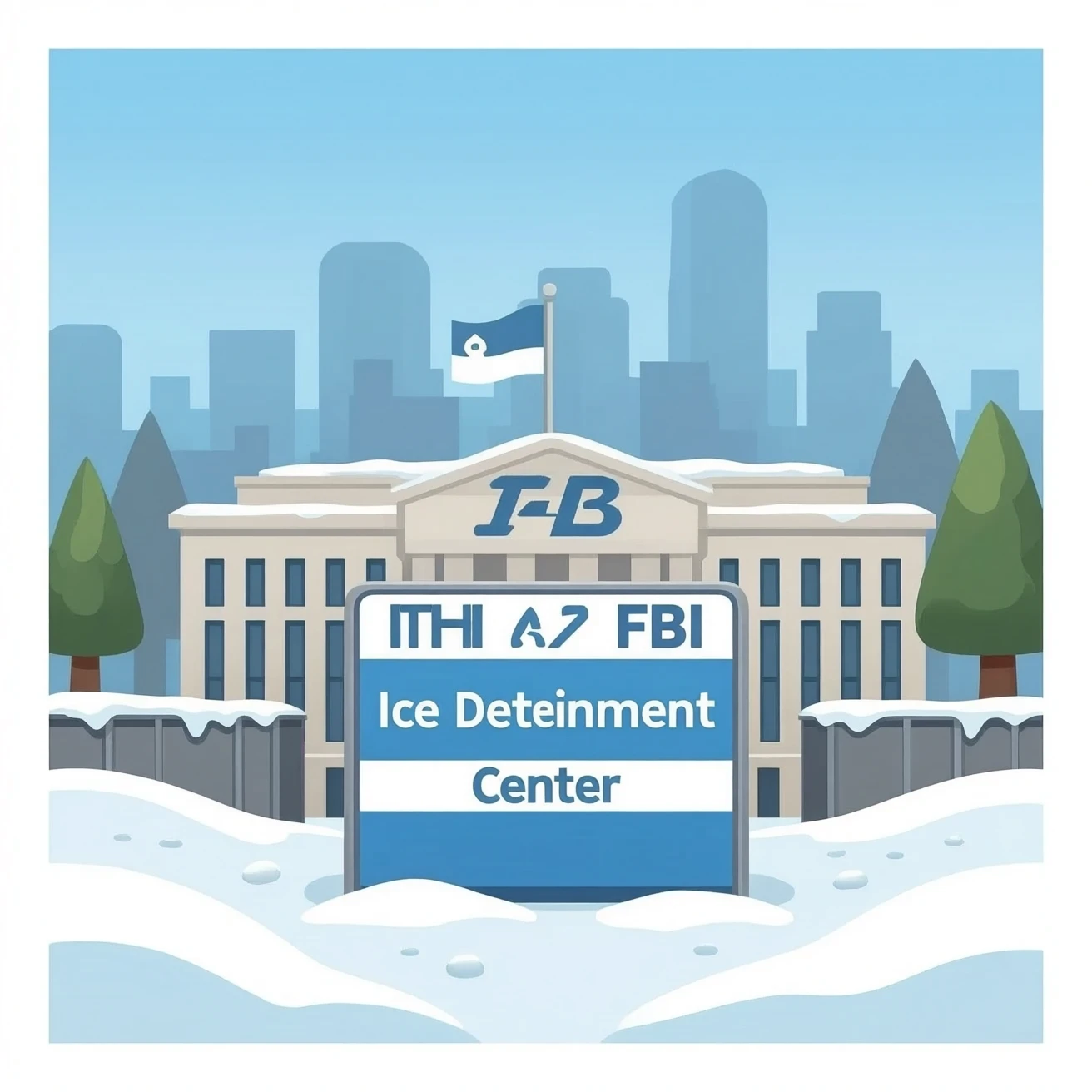 fbi headquarters turned into a concentration camp that says "ice detainment center emoji