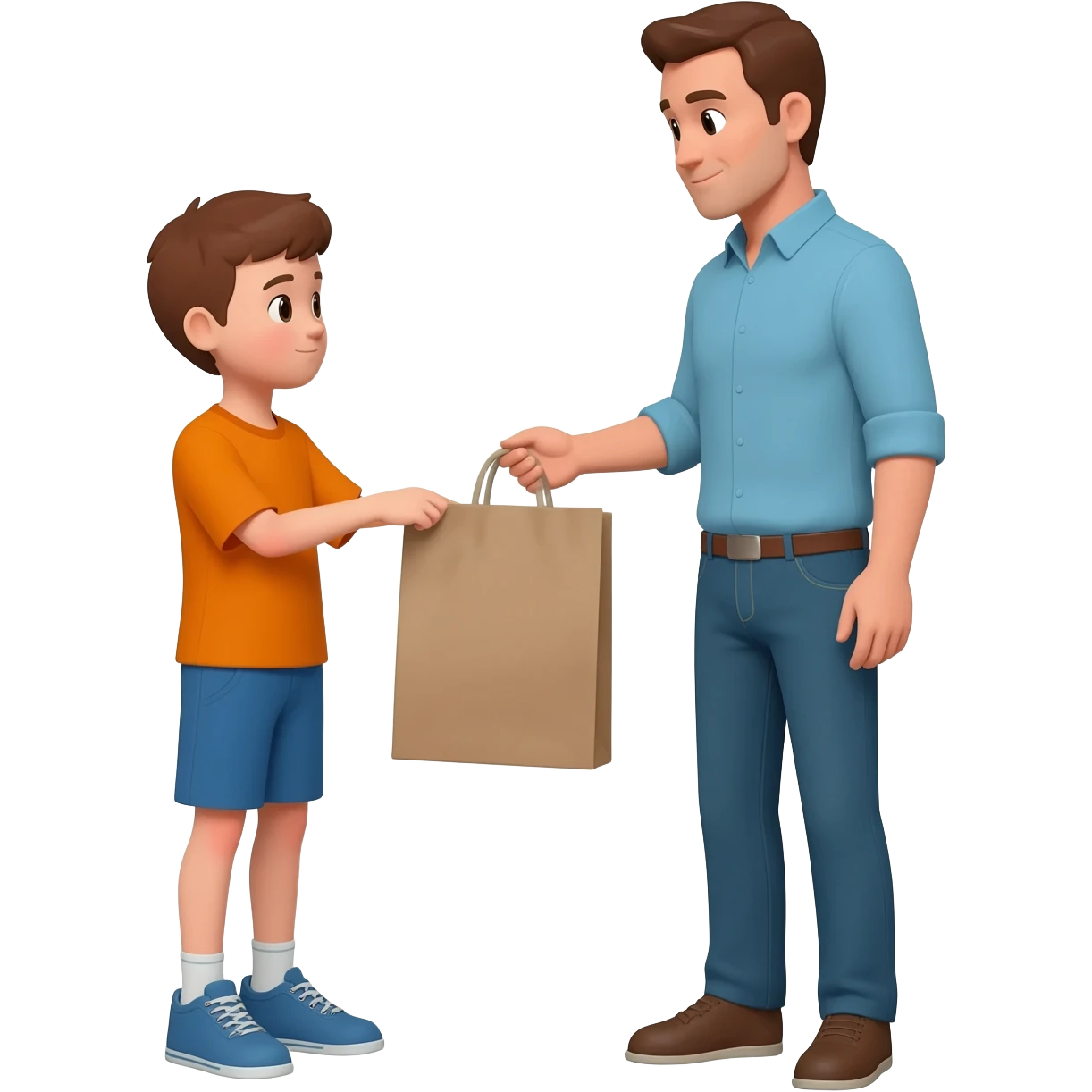 нарисуй как парень забирает мешок у отца  emoji