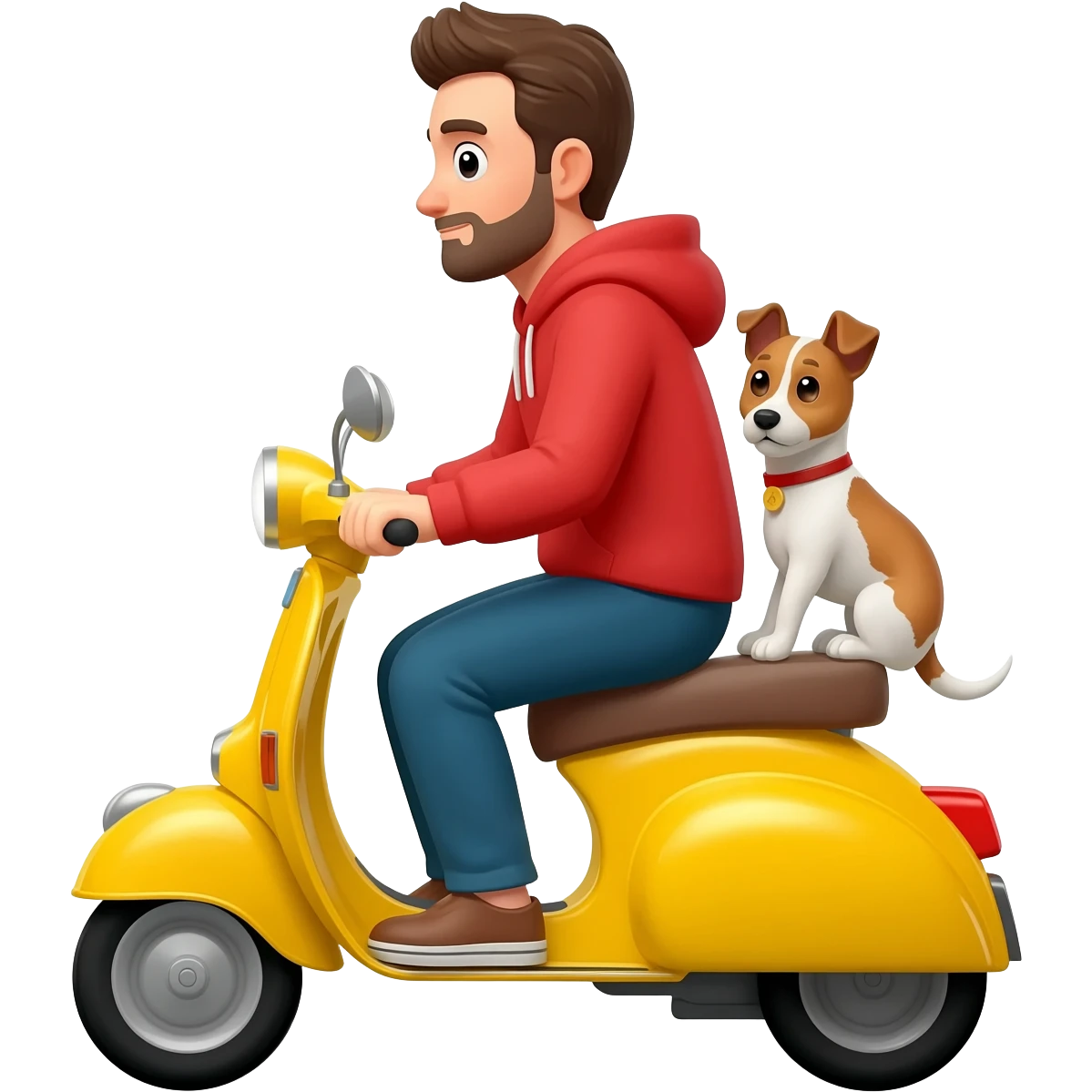 man and his pet dog riding a vespa emoji