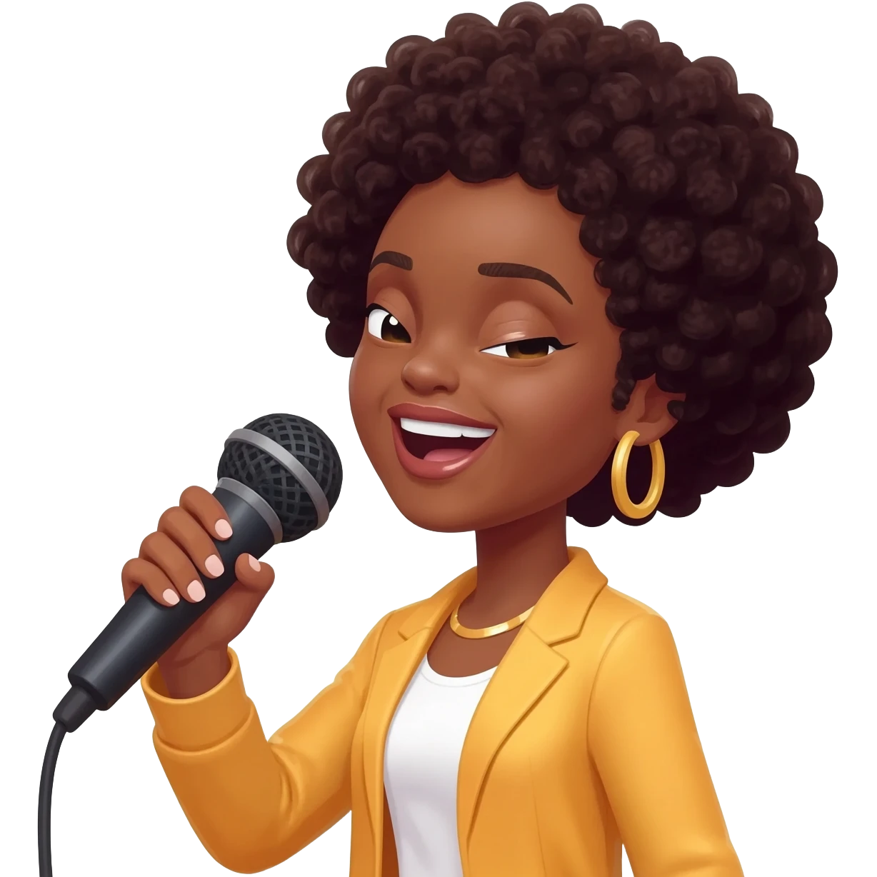 Gonemili Grace chante avec un micro en main emoji