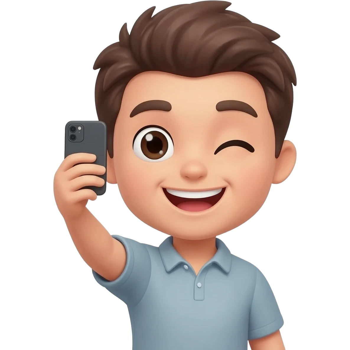 smiley face taking selfie with a wink emoji