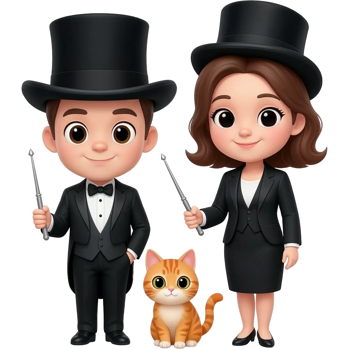 magician couple and their pet cat emoji