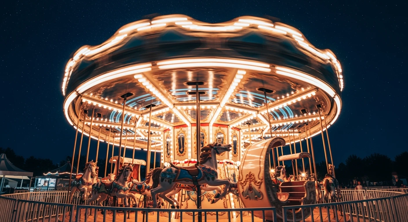 long exposure photo, a moving carousel at night emoji