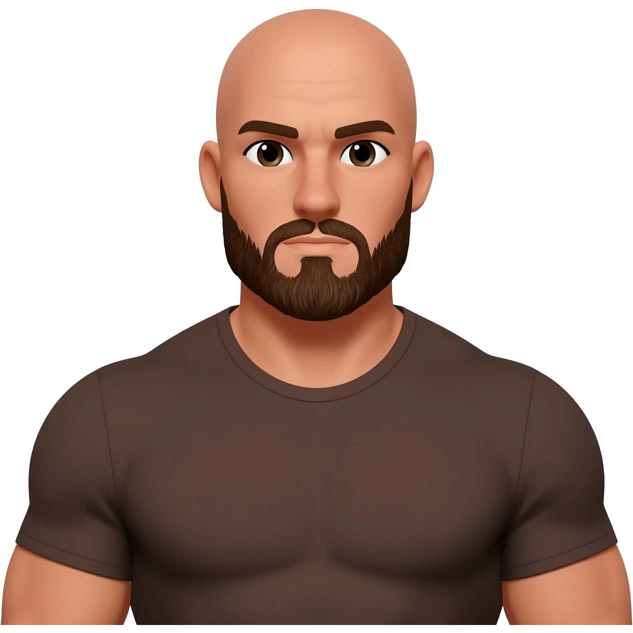bald, facial hair, dark tan, male, big emoji