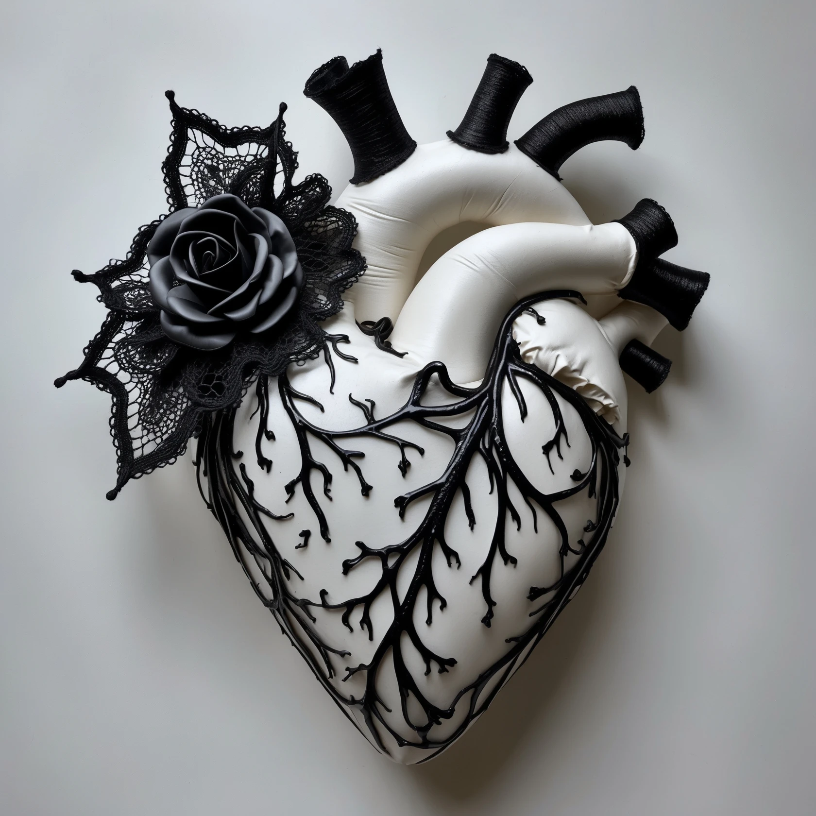 gothic heart with black lace emoji