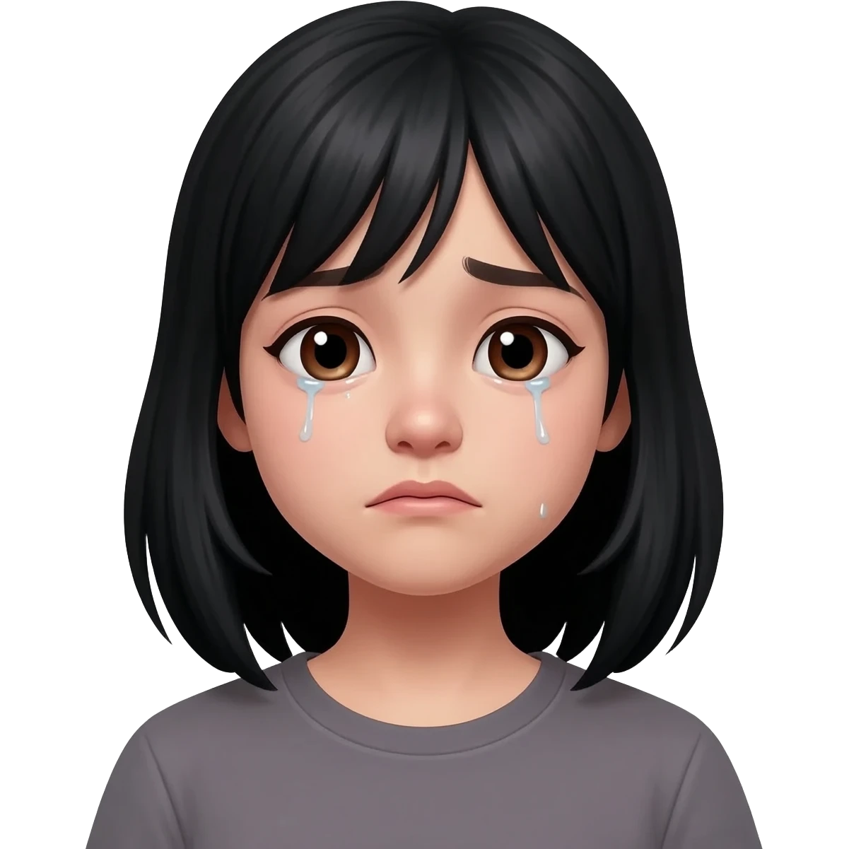 😭 A teenage girl with black hair, brown eyes, and fair skin was crying. emoji