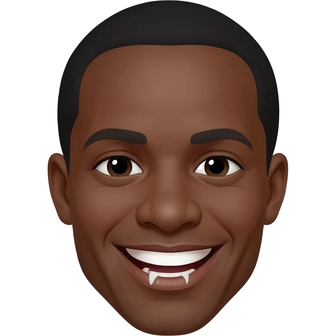 Black man smiling emoji with gap in between  front  teeth emoji