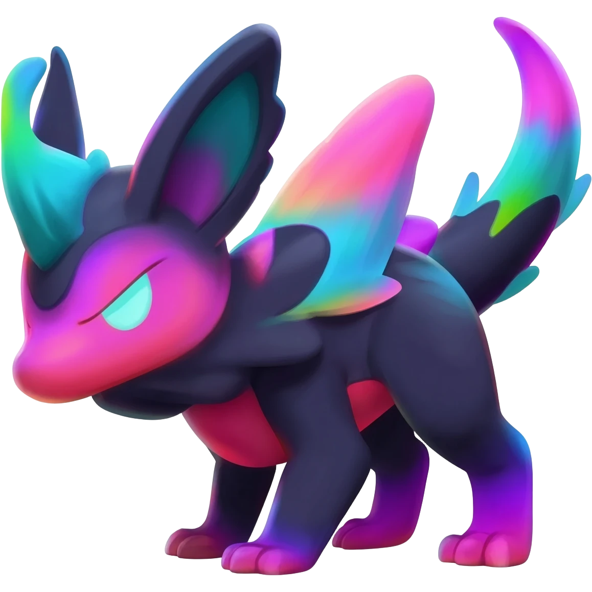 Dark vibrant pastel bright neon colorful edgy exotic painted Fakémon-Pokémon-Vernid-creature emoji