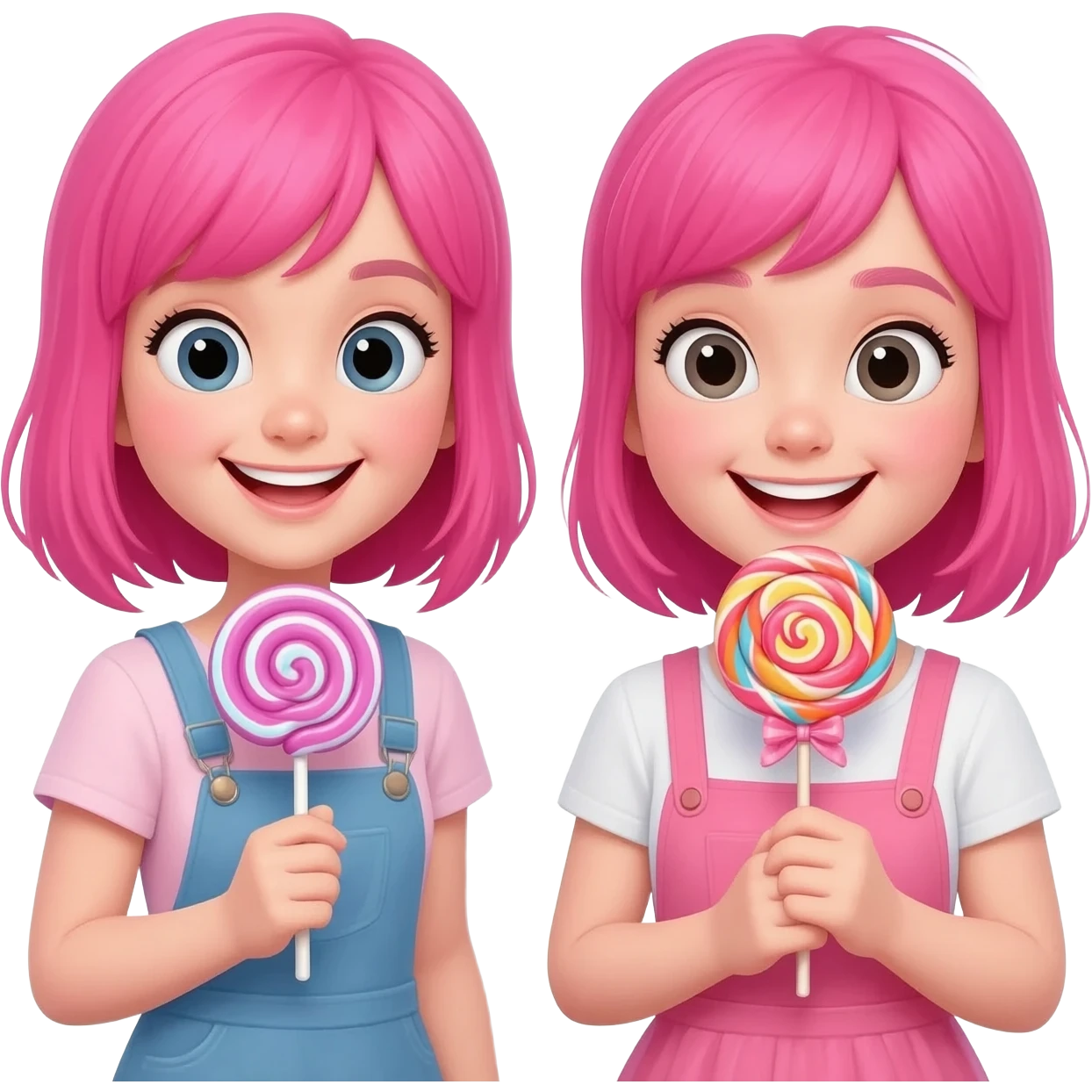 2 candy shop girls w pink hair emoji