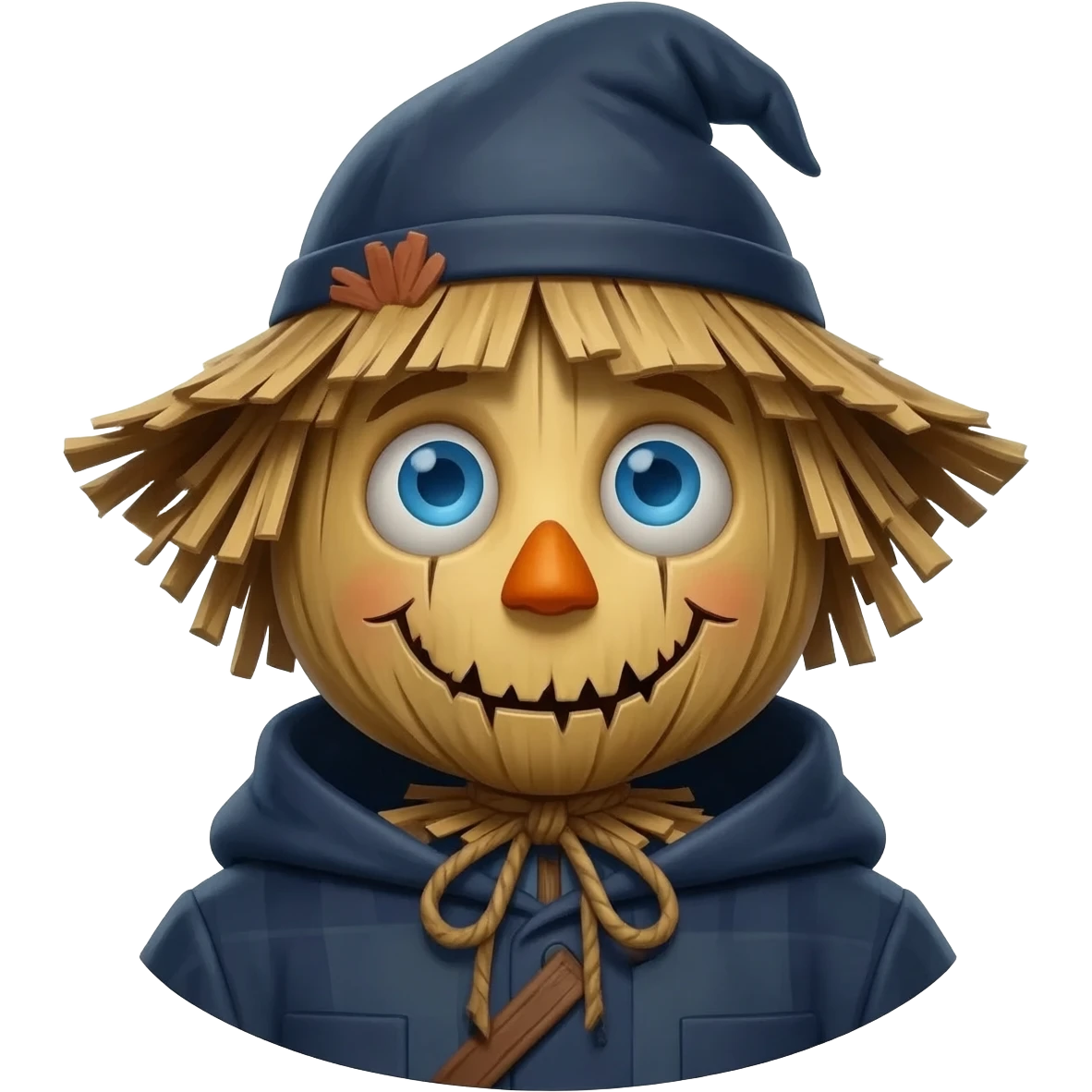 The Scarecrow from The Land of Oz with blue eyes, dark blue outfit emoji
