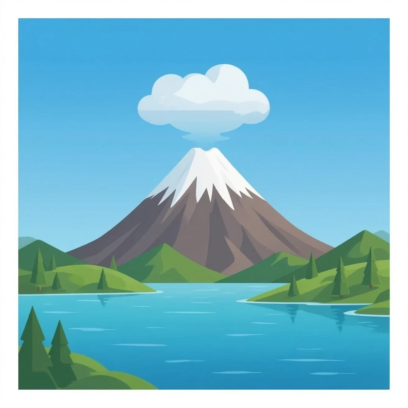 volcano with water emoji