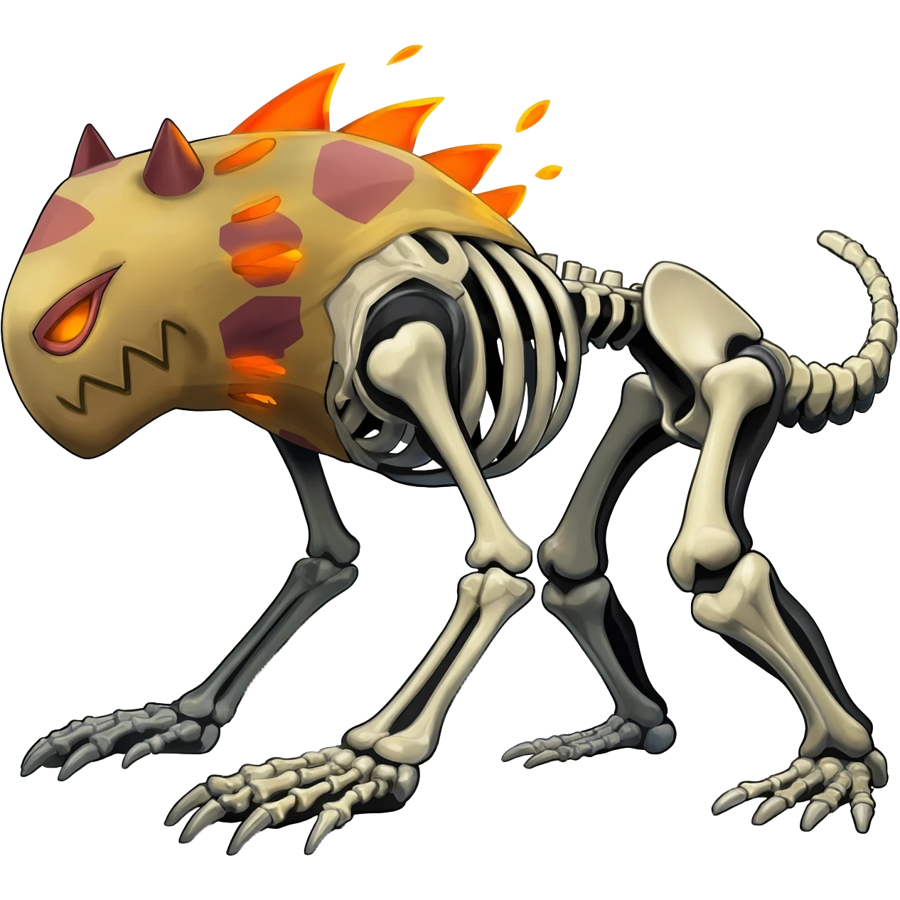 Skeletal Cubone-Salandit-Marowak-Poochyena-Litten-Fakémon-hybrid-creature (full body), 4 legs emoji