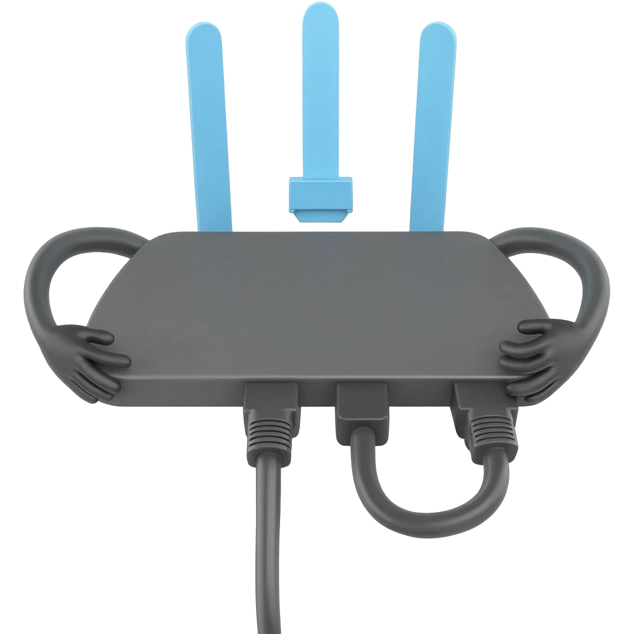 a wifi router with jacked human arms emoji