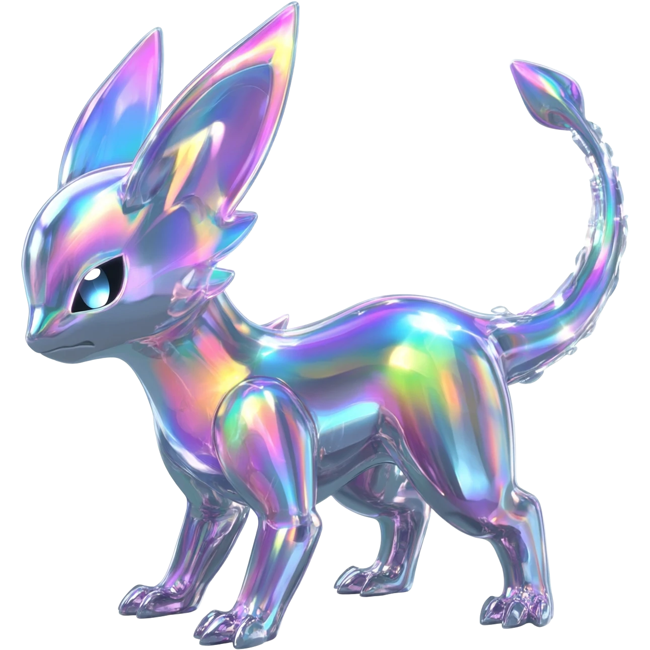  Epic legendary rare Shiny sparkly transparent bioluminescent luminescent vibrant bright pastel dark exotic iridescent colorful gradients futuristic modern metallic glossy glittery fantasy-cyber-Protogen-Fakémon-Pokémon-Vernid-creature emoji