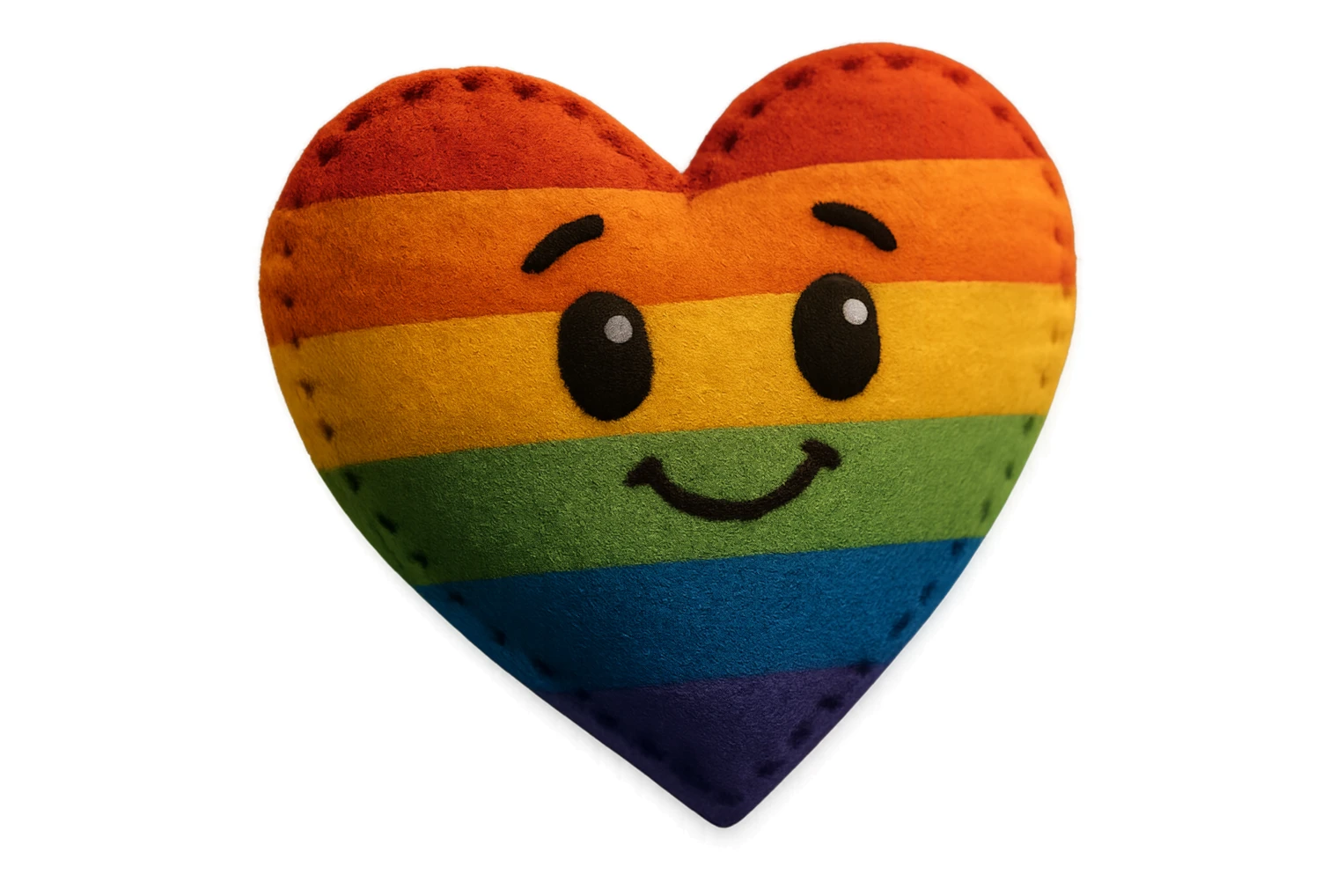 rainbow pride heart, plush portrait style, no text sticker