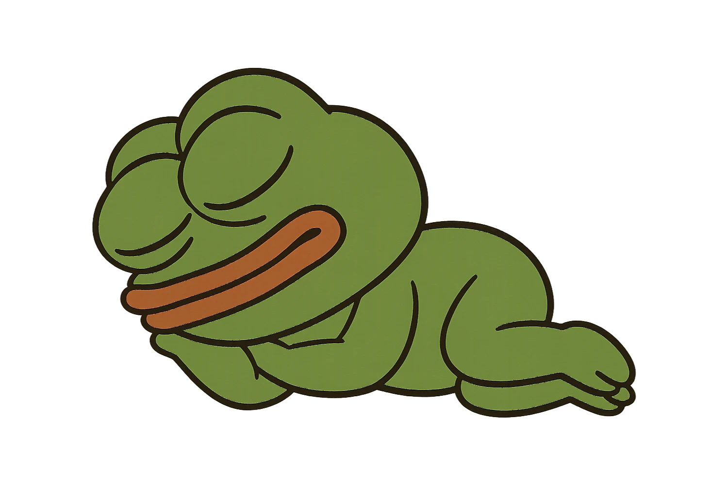 create a pepe sleeping, white background sticker