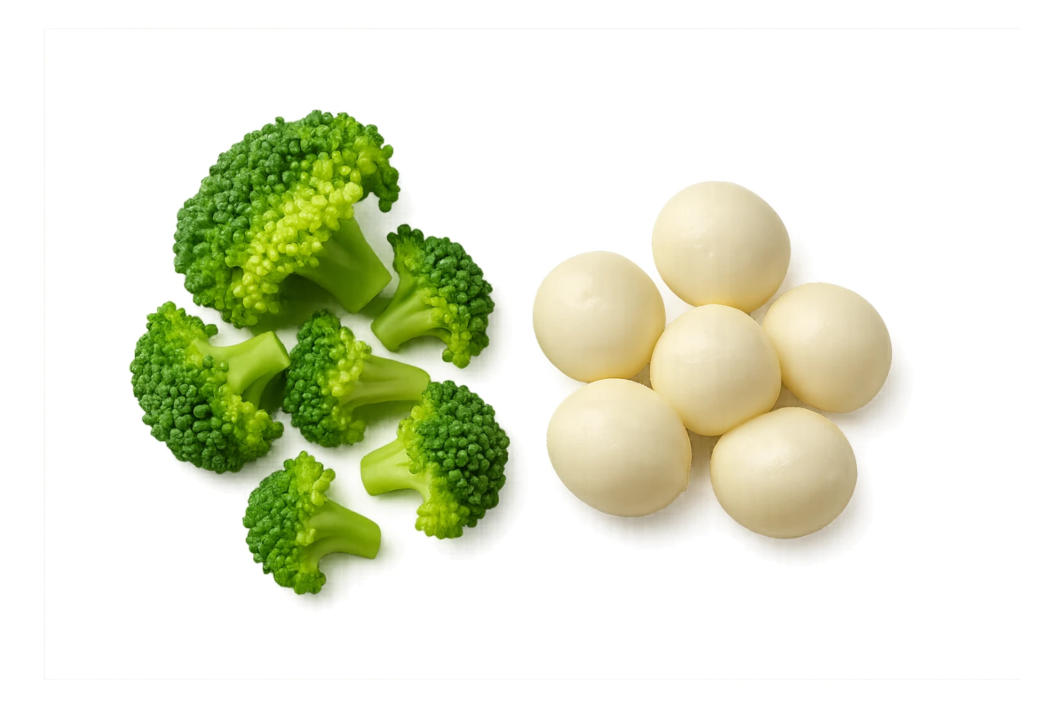 broccoletti sminuzzati accanto a mozzarelle sticker