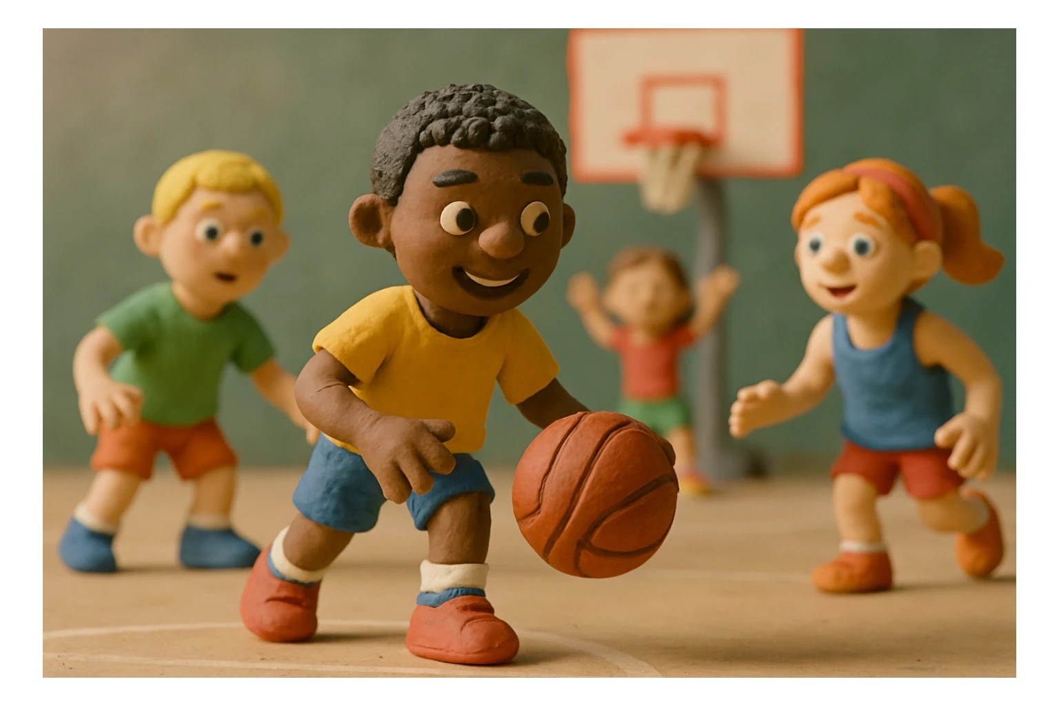 children playing basketball sticker