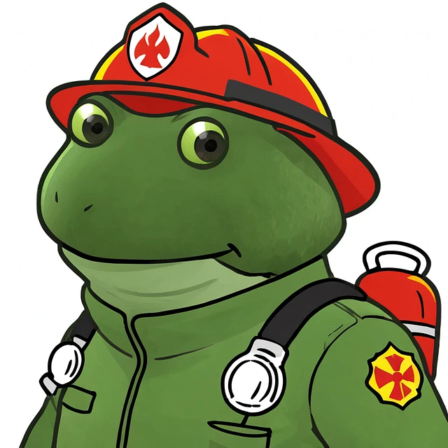 bufo in a fire fighter suit