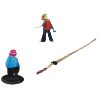 please, An icon featuring the curling rink, with its distinctive circles, and a vibrant crowd in the stands. Snowflakes fall outside the arena, and bright lights illuminate the ice. a curling stone sliding across the ice, with a broom nearby. Transparent background. emoji
