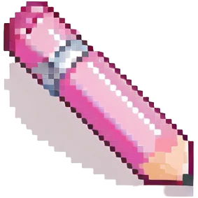 a pencil with a pink eraser in pixel art style emoji