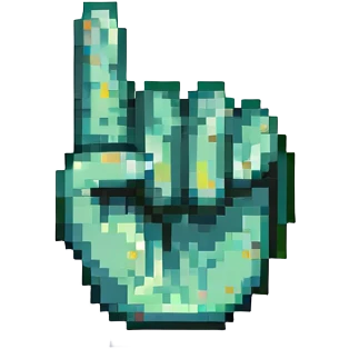 hand gesture representing the 'DEAL' hand sign, fingers forming the letters D, E, A, L, pixel art style emoji