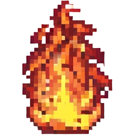pixel art fire, classic 8-bit style emoji