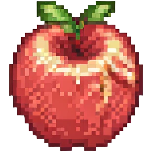 classic red apple emoji, pixel art style emoji