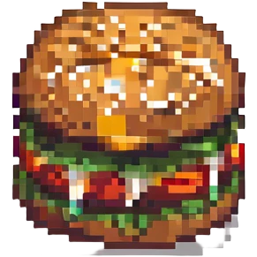 burger inspired by reference photo, pixel art style, emoji emoji
