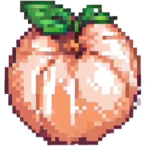 a peach pixel art emoji