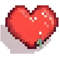 a red heart with a sparkle pixel art style emoji