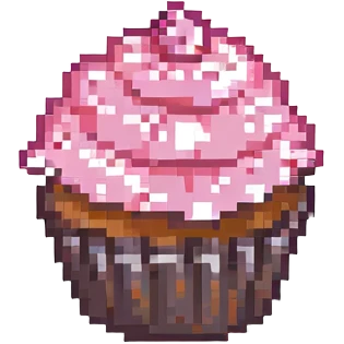A cupcake with pink icing emoji