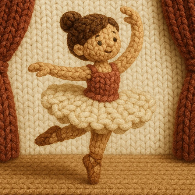 Soft-textured ballerina mid-spin on a stage