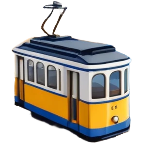 Emoji of a sunny coastal Portugal town with red-roofed white buildings, cobblestone streets, ocean cliffs, and a tiny yellow tram. Add blue sky, seagulls, and a hint of azulejo tiles emoji