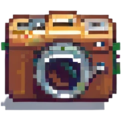 digital camera, pixel art style emoji