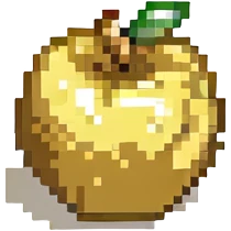 small and simple golden apple pixel art emoji