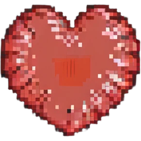 classic bright red pixel art heart reminiscent of iPhone emoji emoji
