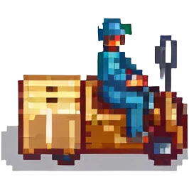pixel art person riding a pallet truck emoji