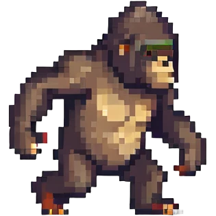 gorilla running, playful, pixel art style emoji